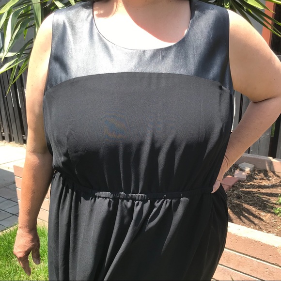 Lane Bryant | Pleather Trimmed Black Dress 22/24 - Picture 2 of 6